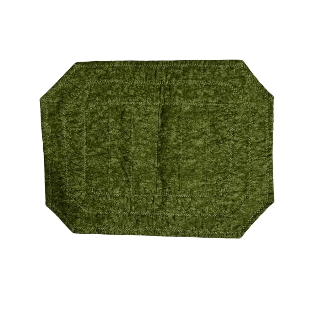 Handmade Quilted Pumpkin Placemats Set of 4 Green Orange Fall Harvest Decor